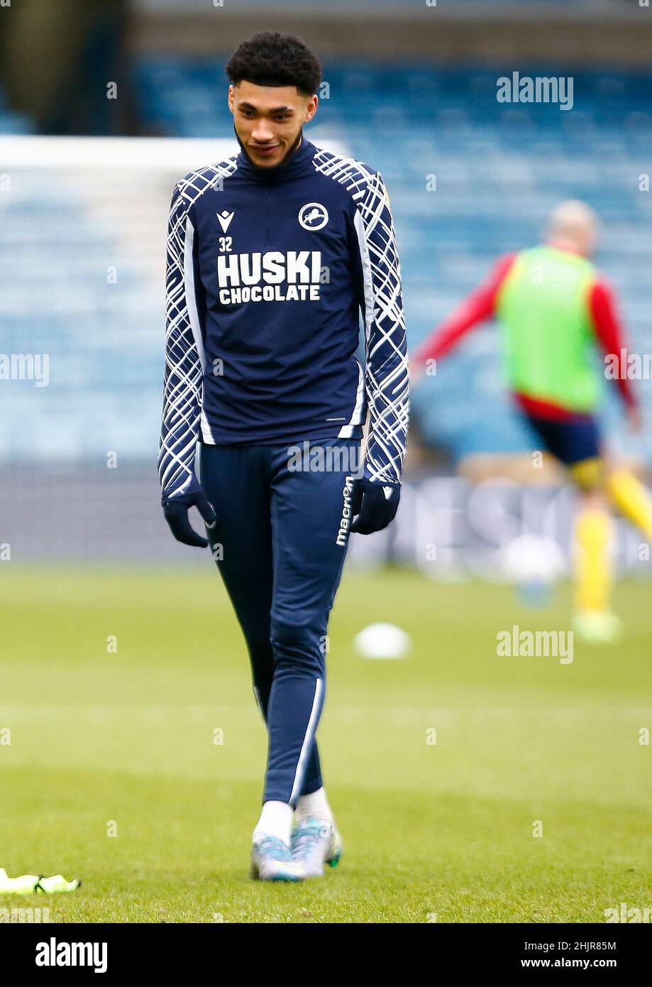 LONDRES, Royaume-Uni, JANVIER 29 : Tyler Burey de Millwalllors du championnat Sky Bet entre Millwall et West Bromwich Albion à la Den Stadiu Banque D'Images