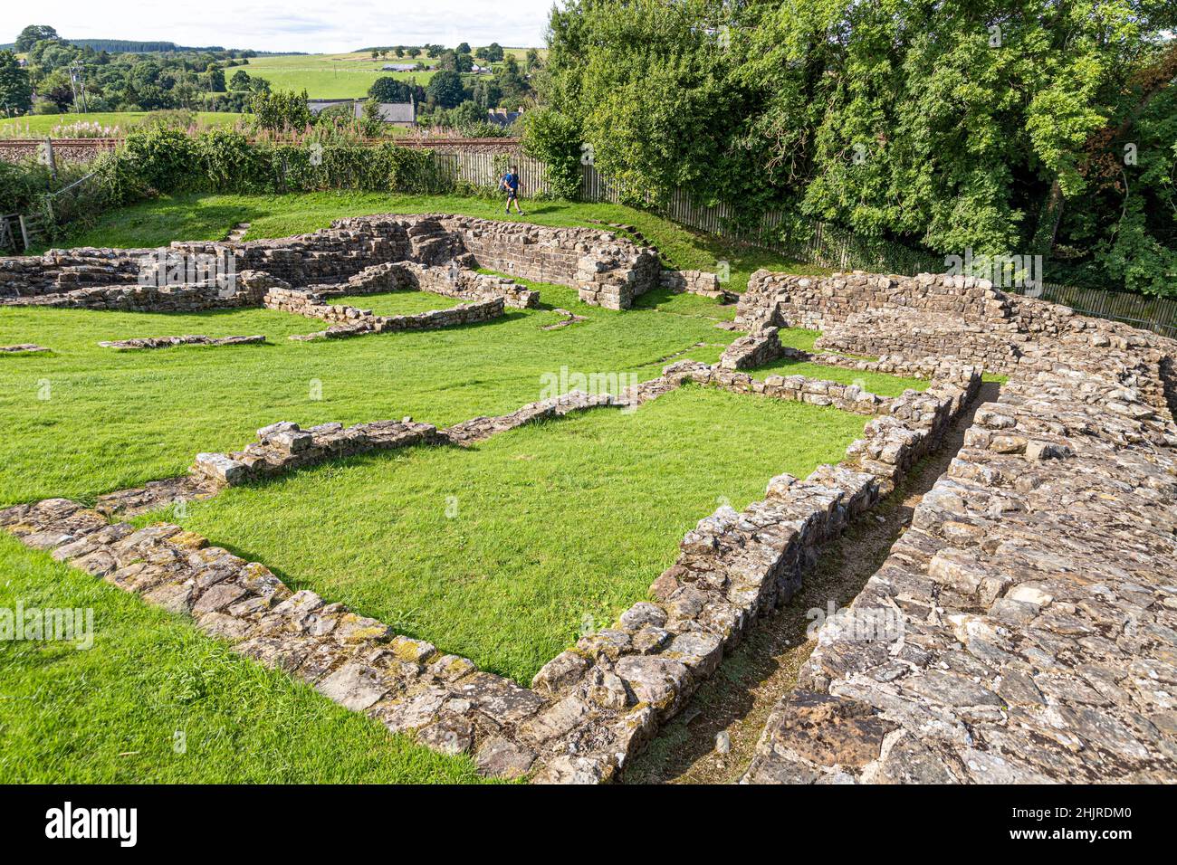 Les vestiges de Milecastle 48 (Poltross Burn) sur le mur d'Hadrien près de Gilsland, Cumbria Royaume-Uni Banque D'Images