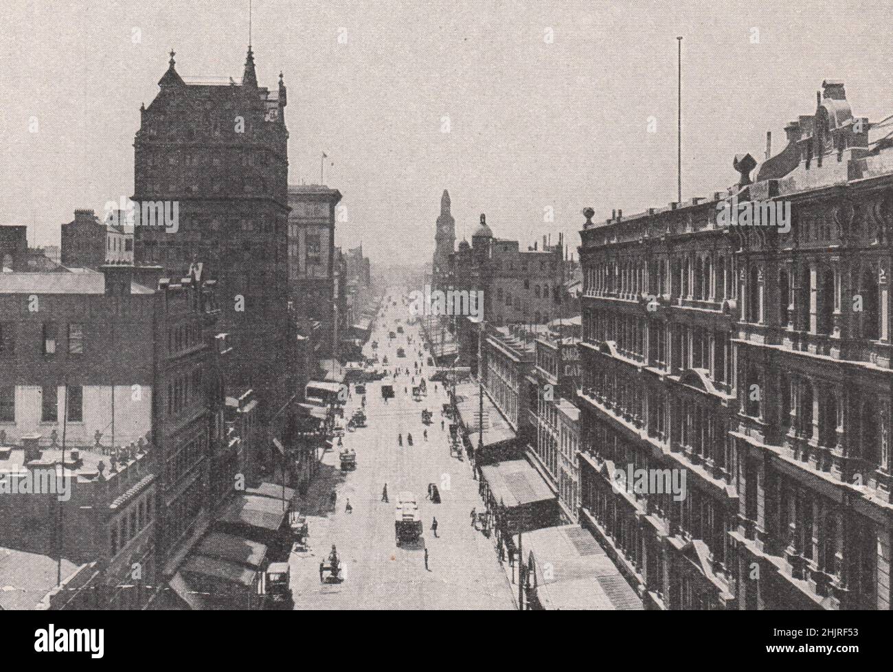 trois kilomètres de vue sur Elizabeth Street jusqu'au nord de Melbourne. Victoria Australie (1923) Banque D'Images