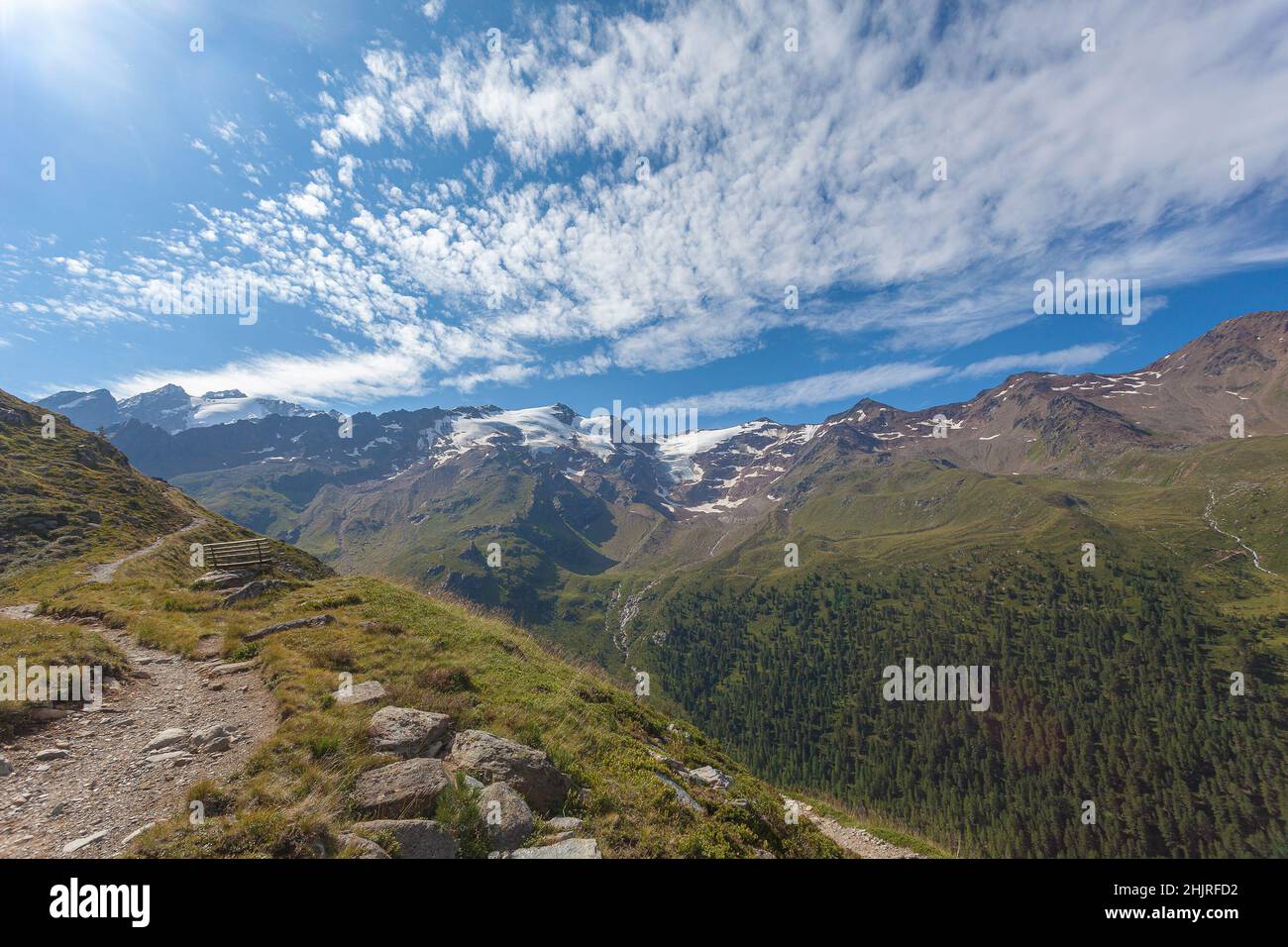 Panorama sur les glaciers du massif de la Palla Bianca Banque D'Images