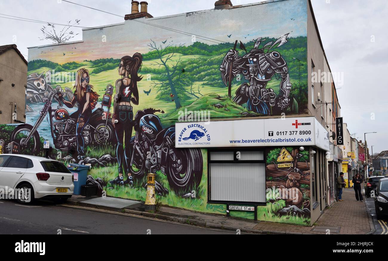 Street art, Bristol UK et surtout Bedminster a beaucoup d'exemples de bon art de rue avec plutôt beaucoup de mauvais marquage.« liberté » par artis Banque D'Images