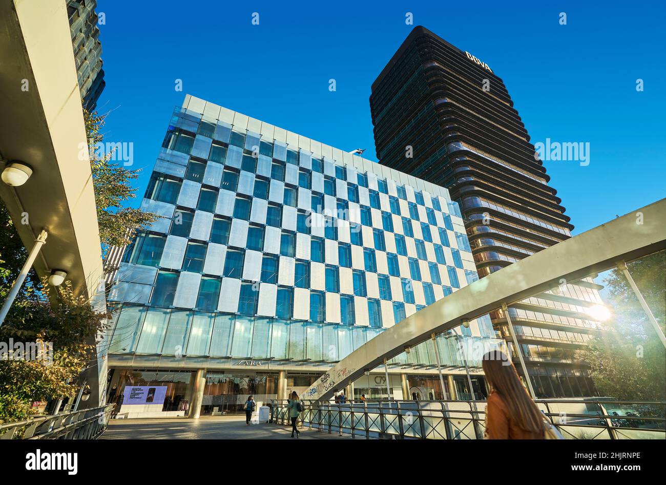 Magasin Zara dans le district financier AZCA.Madrid, Espagne. Banque D'Images