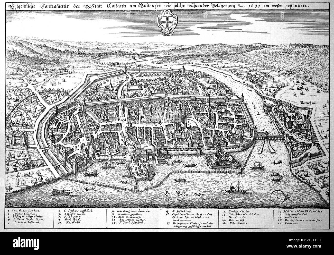 Konstanz am Bodensee im Mittelalter, Stadtplan, Bade-Wurtemberg, Allemagne / Constance sur le lac de Constance au Moyen Age, carte de la ville, Bade-Wurtemberg, Allemagne, historique,Digital reproduction améliorée d'un original du 18th siècle / Digital restaurierte Reproduktion einer Originalvorlage aus dem 18.Jahrhundert, genaues Originaldatum nicht bekannt Banque D'Images