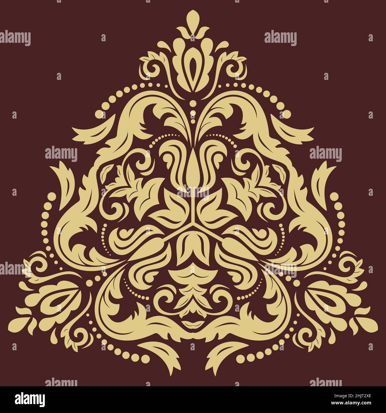 Golden Triangle oriental avec des arabesques et des éléments floraux. Ornement classique traditionnelle. Modèle vintage d'arabesques Banque D'Images