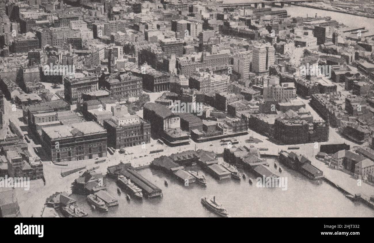 Là où les premiers colons de Sydney ont débarqué : ferries à Circular Quay. Nouvelle-Galles du Sud (1923) Banque D'Images