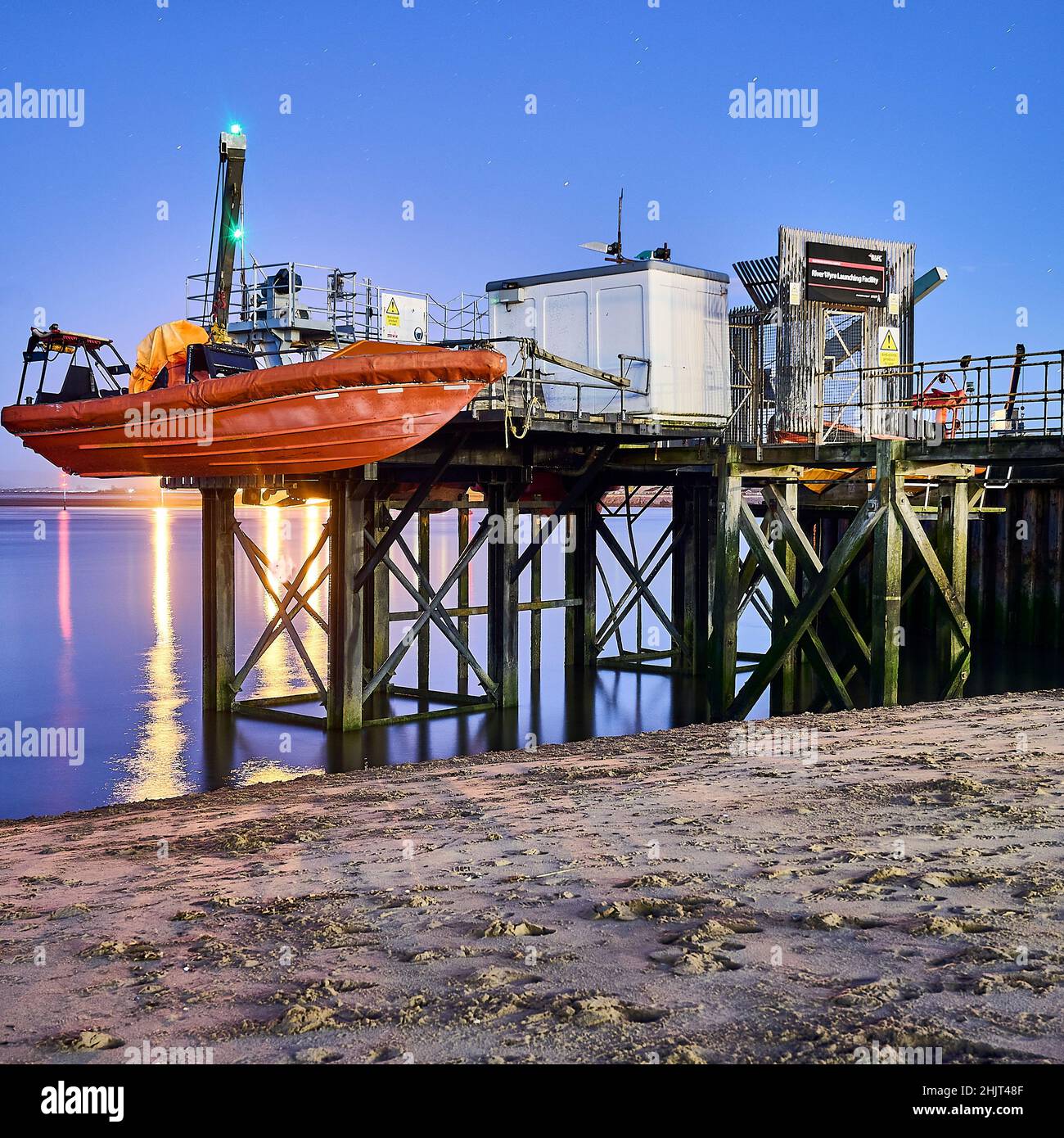 Installation d'atterrissage de River Wyre à Fleetwood, Royaume-Uni Banque D'Images