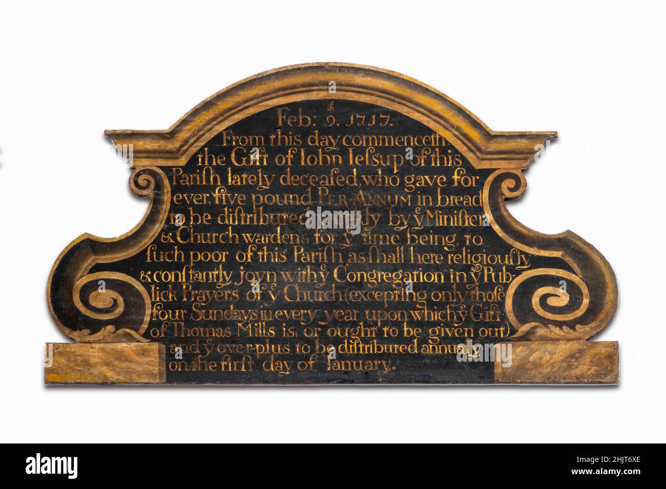 Le don de la plaque de Jean Jessup à l'intérieur de l'église Saint-Pierre et Saint-Paul, Pettigree, Suffolk, Royaume-Uni Banque D'Images