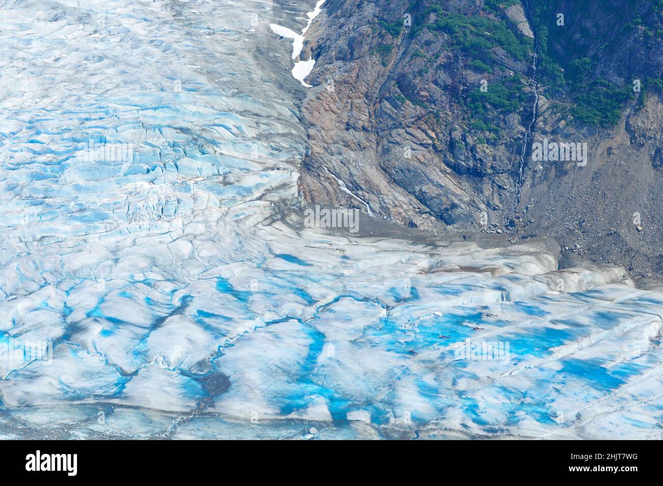 Vue sur le glacier Mendenhall à Juneau Icefield, Alaska Banque D'Images Vue sur le glacier Mendenhall à Juneau Icefield, Alaska Banque D'Images