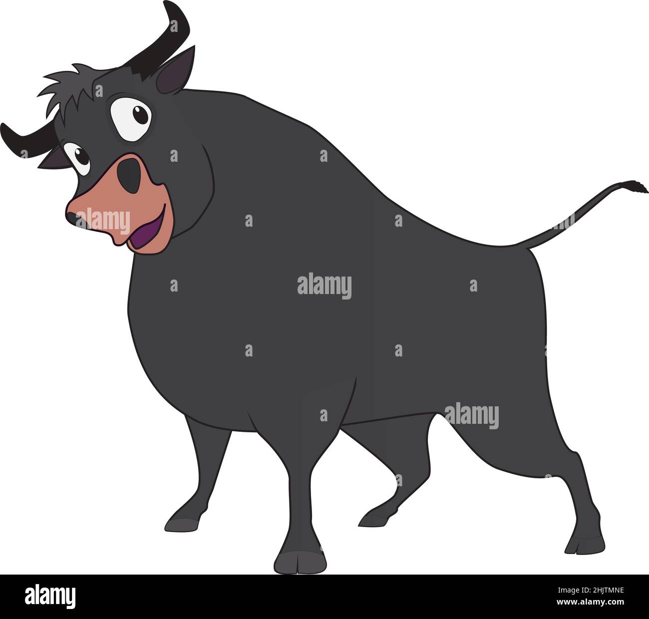 Illustration de dessin animé d'un taureau sympathique Banque D'Images