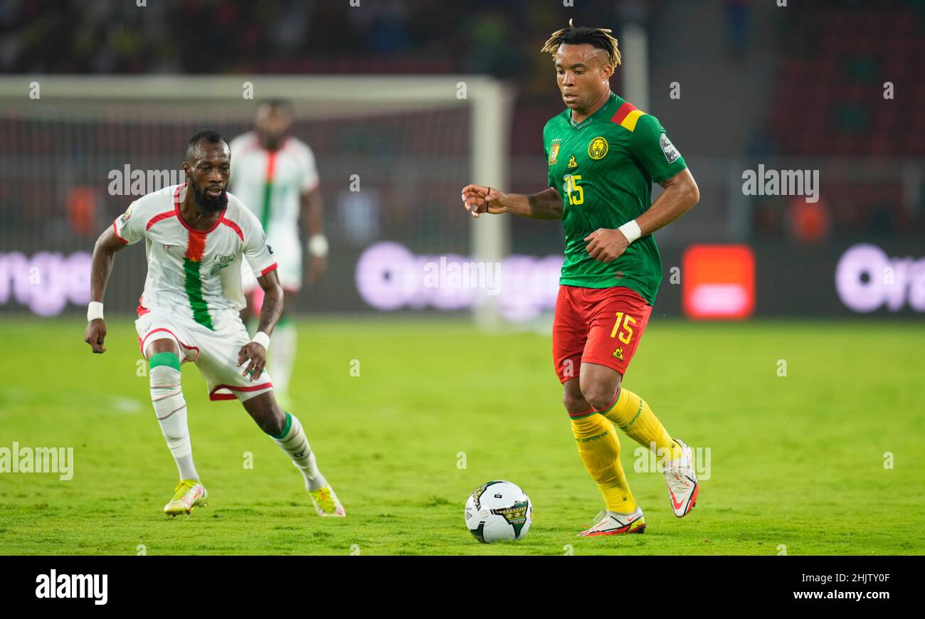 Yaoundé, Cameroun, 9 janvier 2022 : Pierre Kunde du Cameroun pendant le Cameroun contre Burkina Faso - coupe des nations d'Afrique au stade Paul Biya.Prix Kim/CSM. Banque D'Images