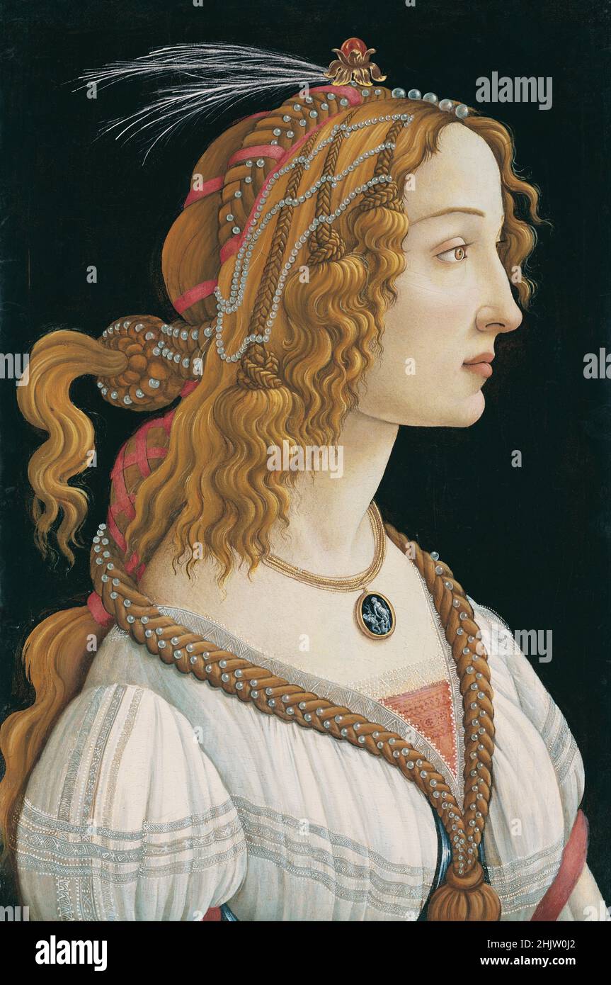 Un portrait de Simonetta Vespucci (peint comme une nymphe) par Sando Botticelli Banque D'Images