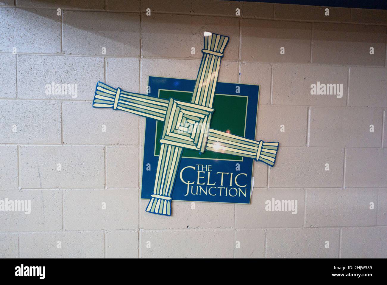 Le symbole du Centre des arts Celtic Junction, qui parraine la musique, l'art, la danse et le théâtre irlandais.St Paul Minnesota MN États-Unis Banque D'Images