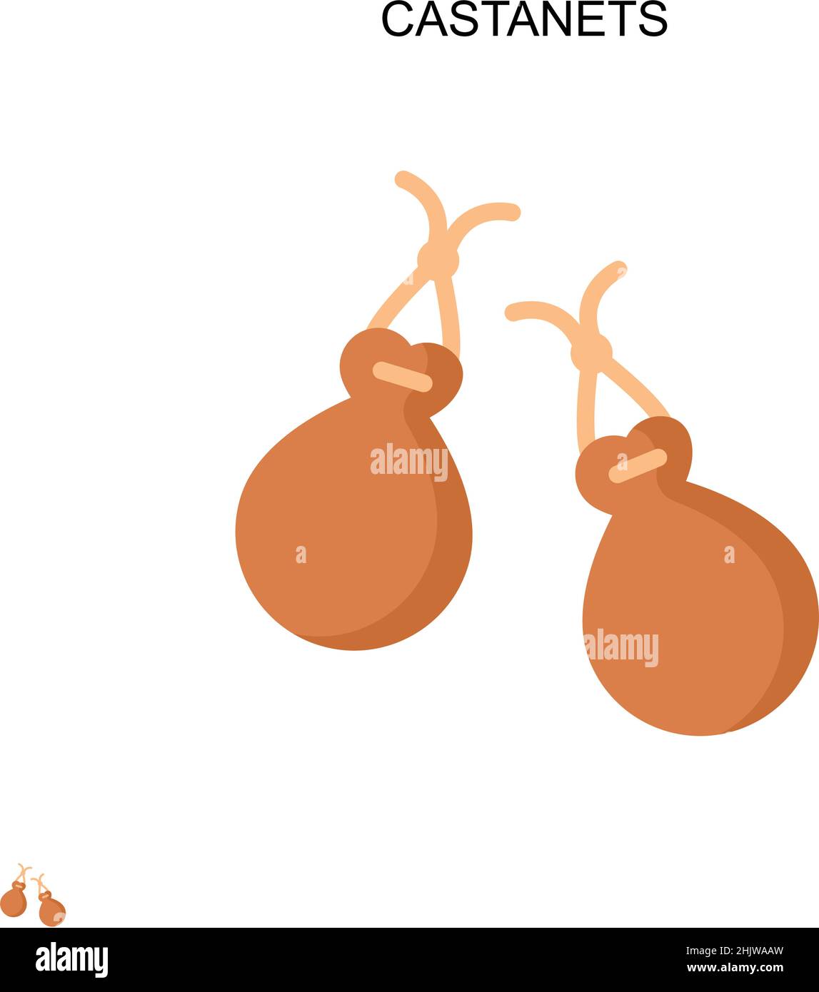 Icône de vecteur simple de castanets.Modèle de conception de symbole d'illustration pour élément d'interface utilisateur Web mobile. Illustration de Vecteur
