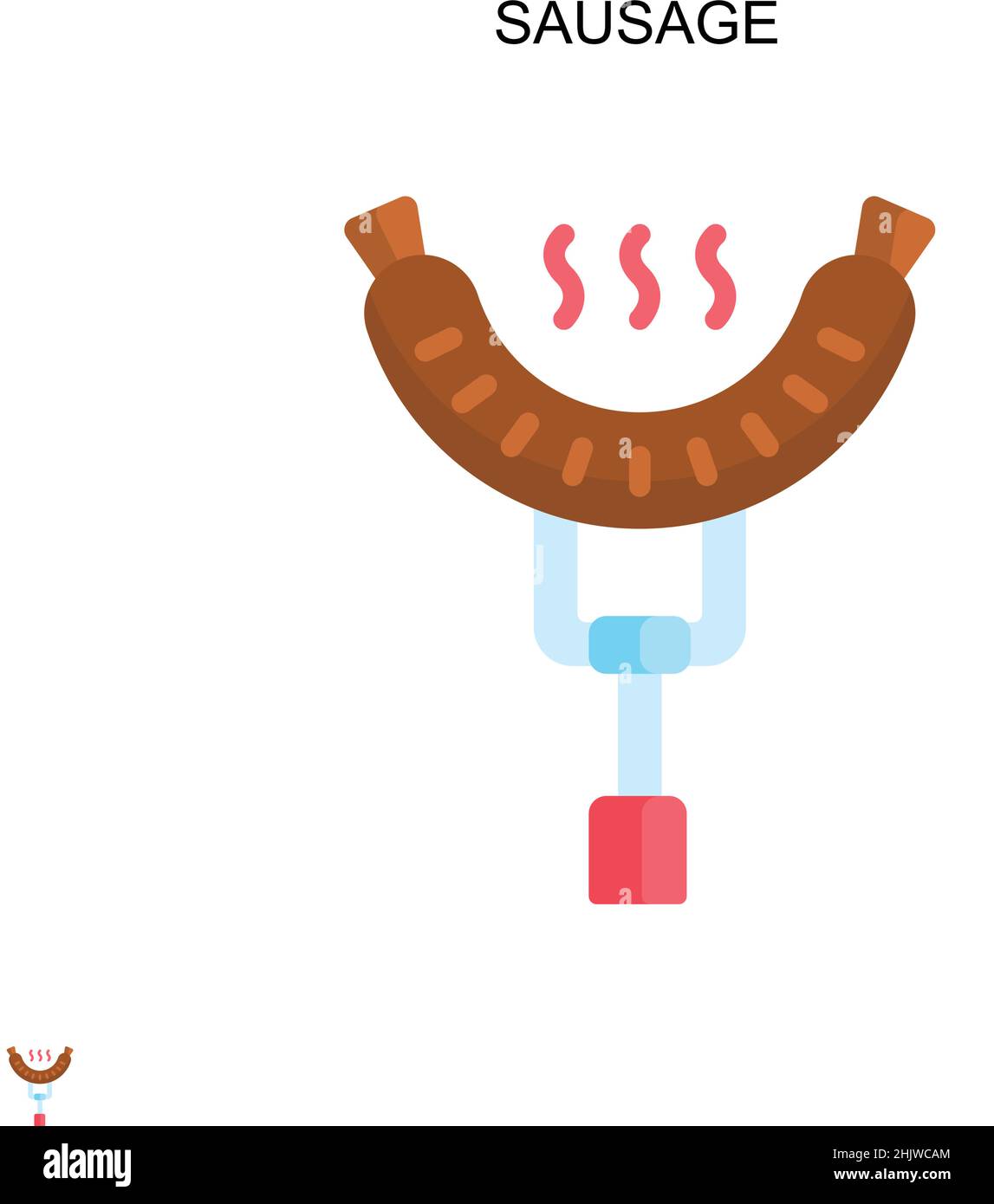 Icône de vecteur simple de saucisse.Modèle de conception de symbole d'illustration pour élément d'interface utilisateur Web mobile. Illustration de Vecteur