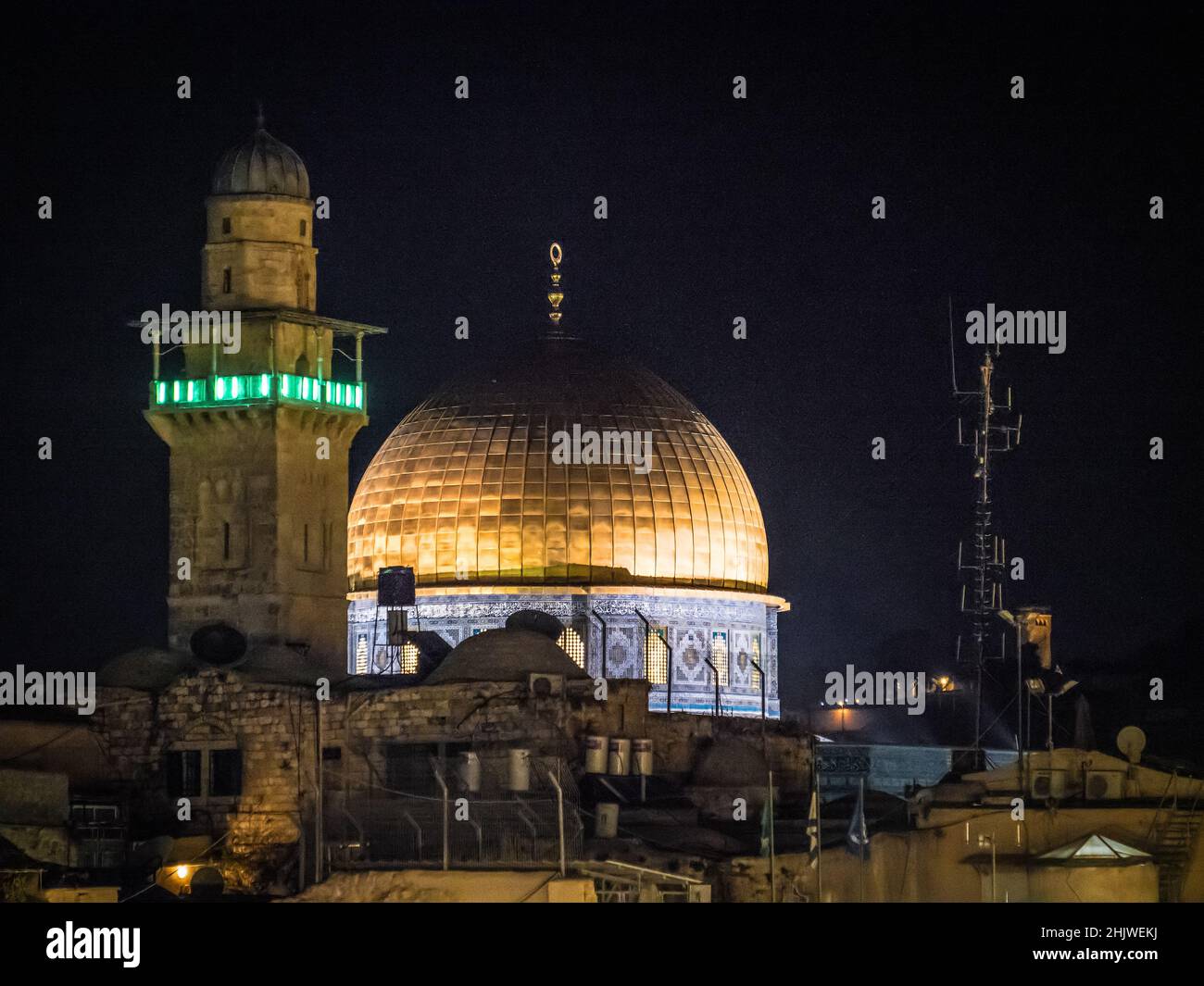 Jérusalem - Tthe Dome du Rocher de nuit Banque D'Images