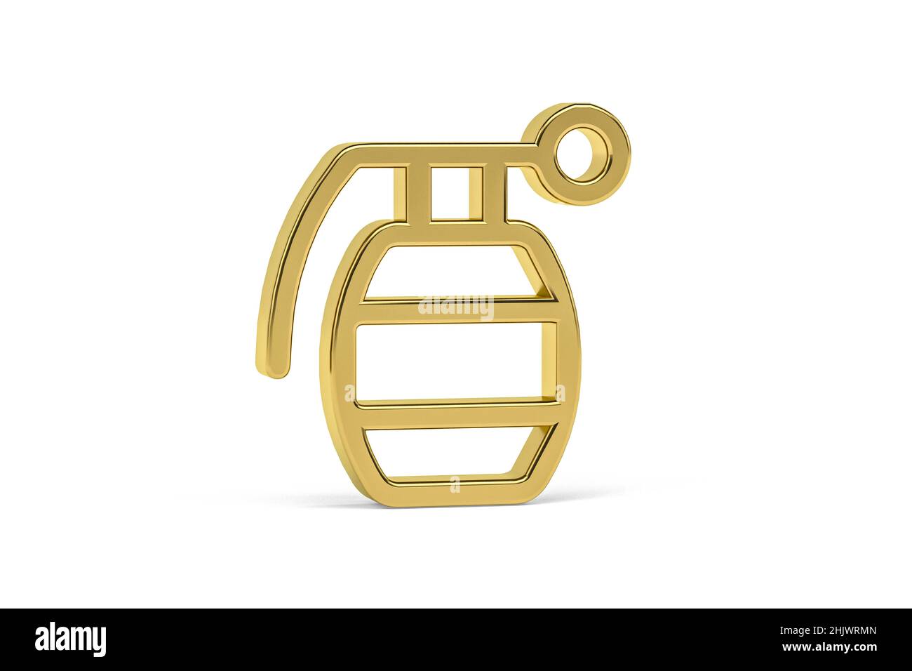 Icône de bombe dorée 3D isolée sur fond blanc - rendu 3D Banque D'Images