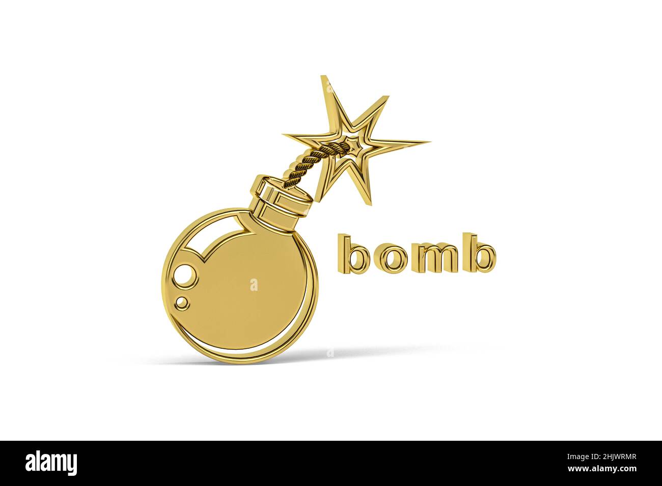 Icône de bombe dorée 3D isolée sur fond blanc - rendu 3D Banque D'Images