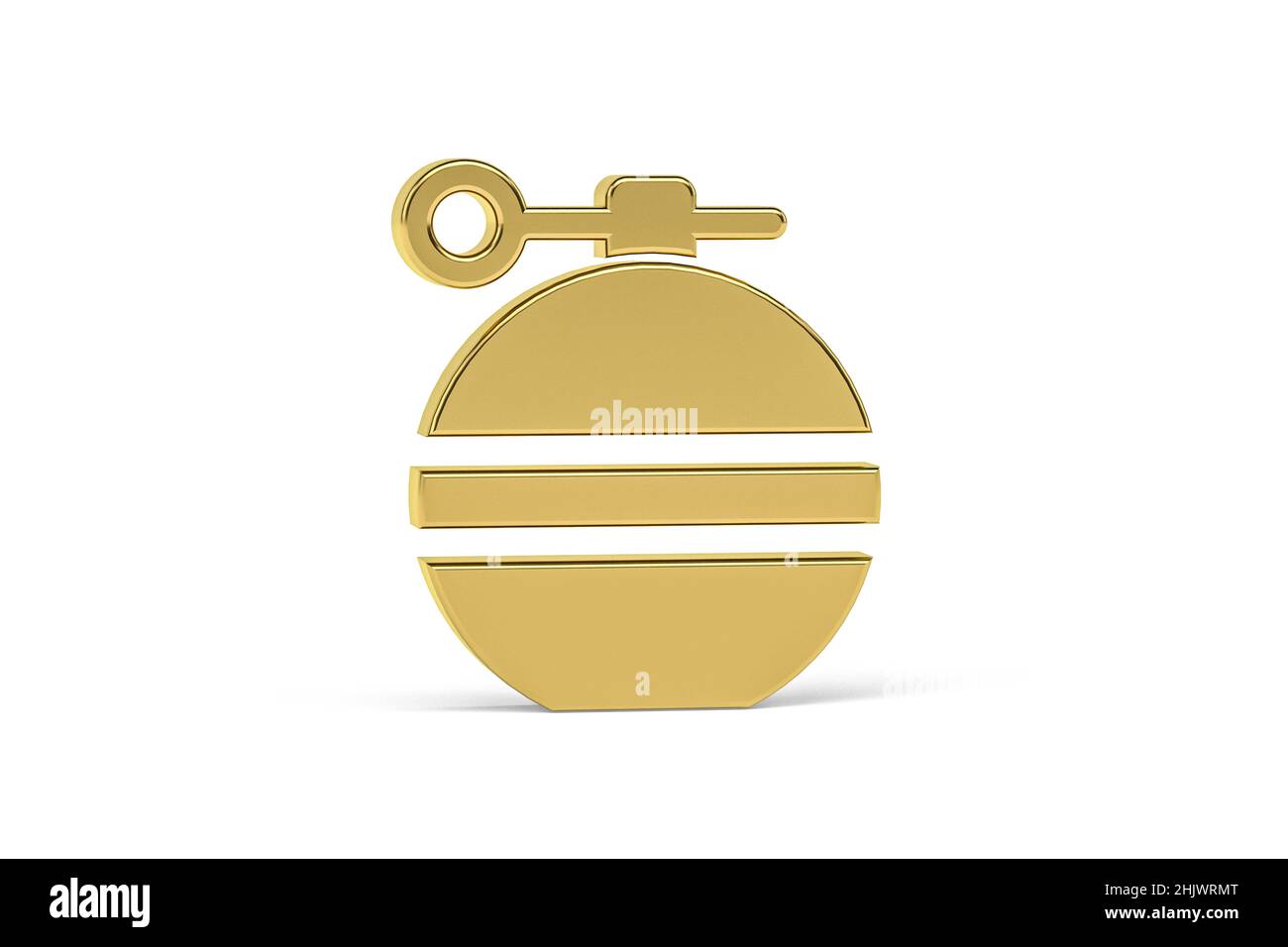 Icône de bombe dorée 3D isolée sur fond blanc - rendu 3D Banque D'Images