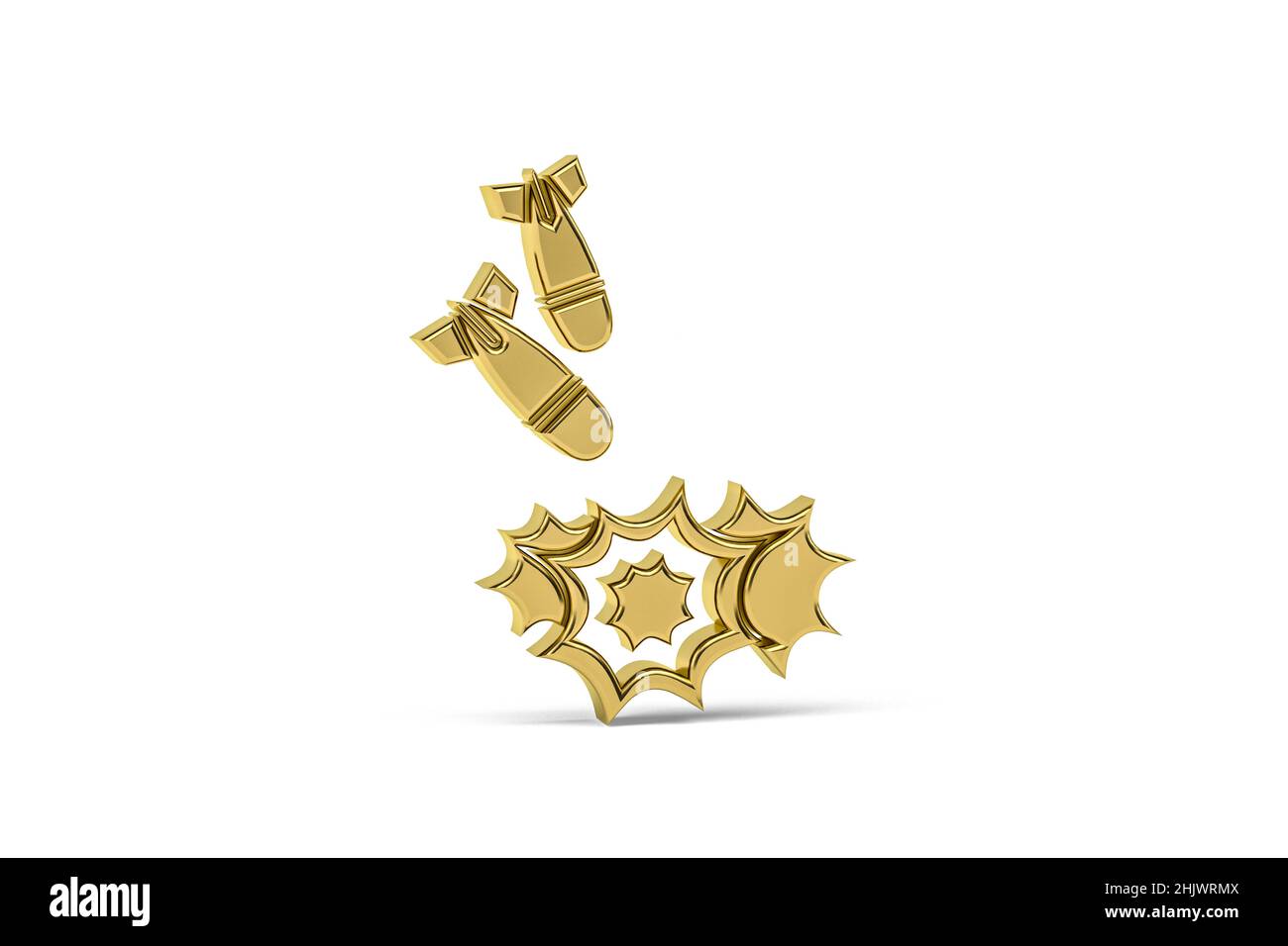 Icône de bombe dorée 3D isolée sur fond blanc - rendu 3D Banque D'Images