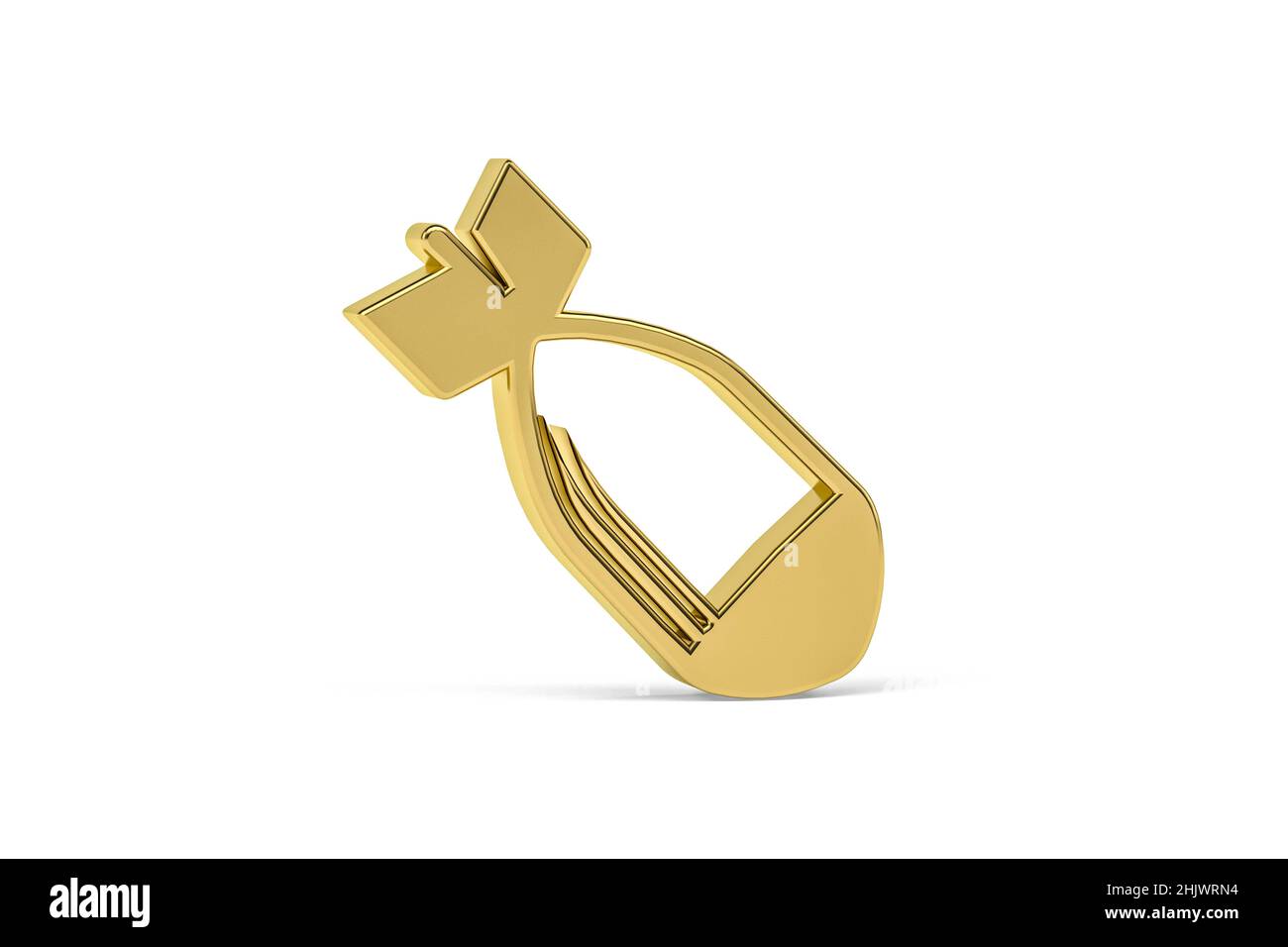 Icône de bombe dorée 3D isolée sur fond blanc - rendu 3D Banque D'Images