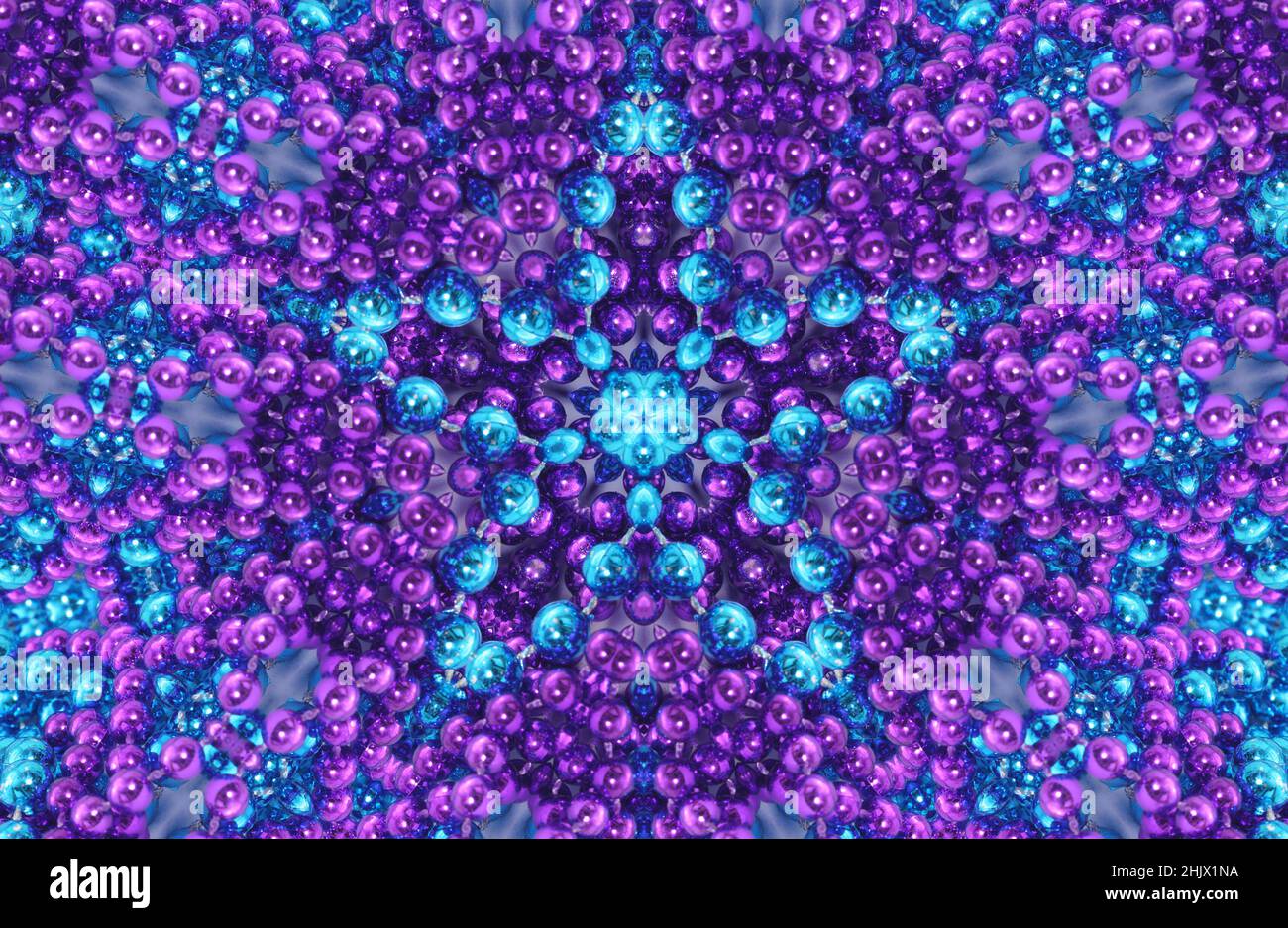 Arrière-plan de Kaleidoscope à perles abstraites et violettes Banque D'Images
