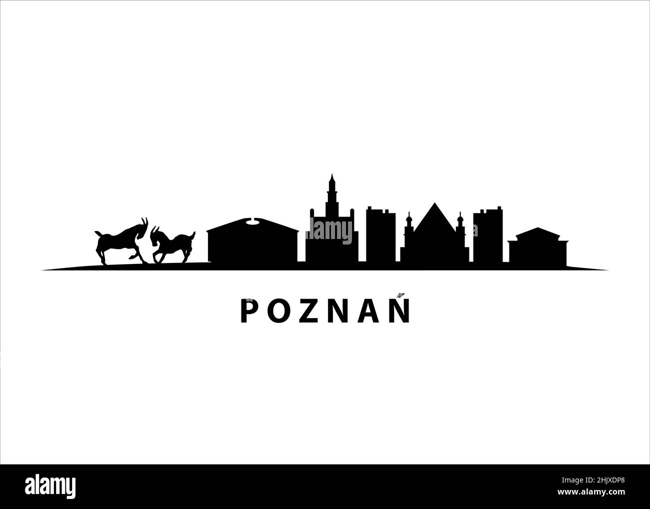 Poznań Skyline Black Vector City Graphic Silhouette Illustration de Vecteur