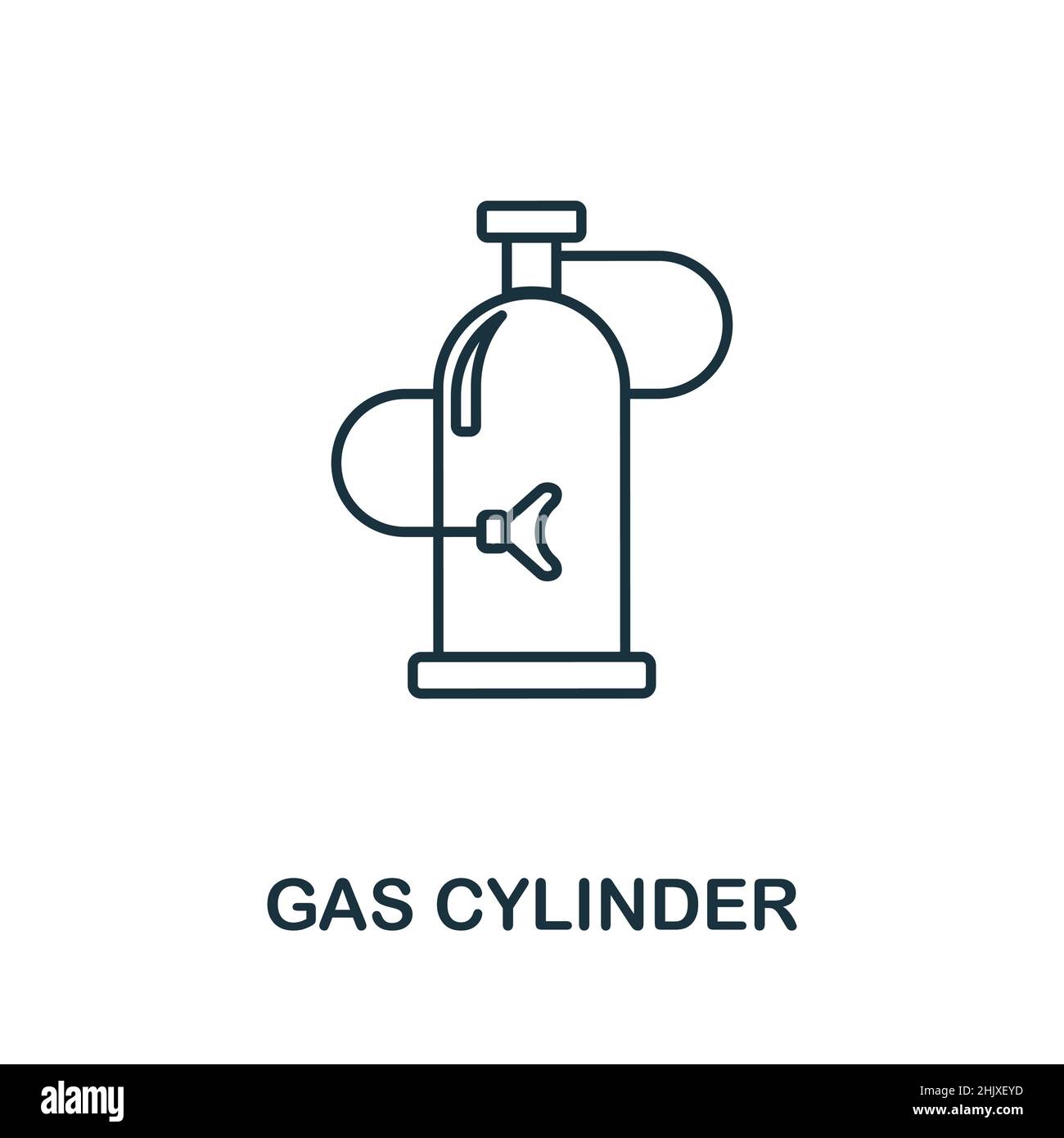 Icône de bouteille de gaz.Elément de ligne de la collection d'équipements médicaux.Symbole d'icône de bouteille de gaz linéaire pour la conception Web, les infographies et plus encore. Illustration de Vecteur