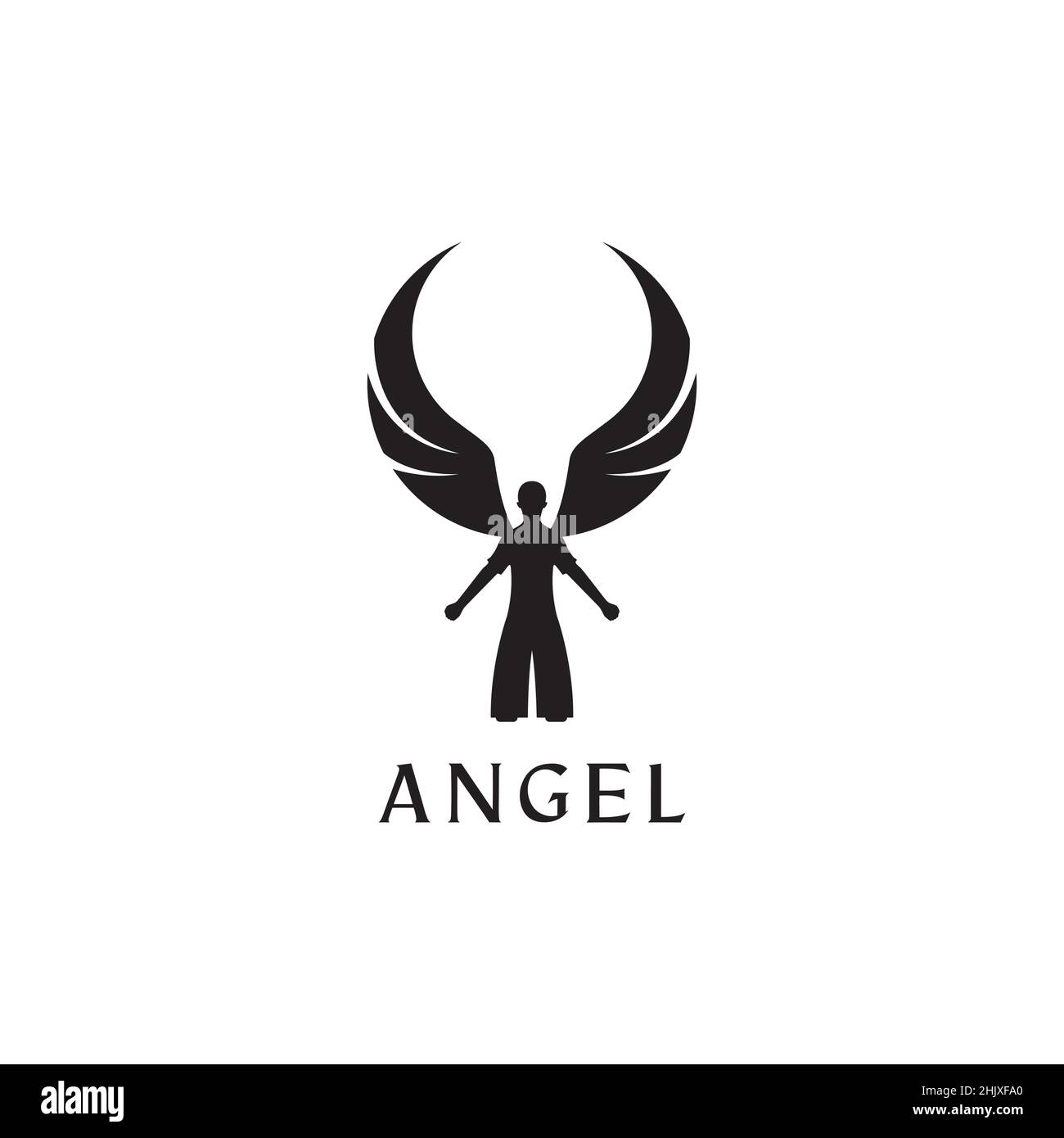 silhouette jeune homme avec ailes ange logo design, vecteur graphique symbole icône illustration idée créative Illustration de Vecteur