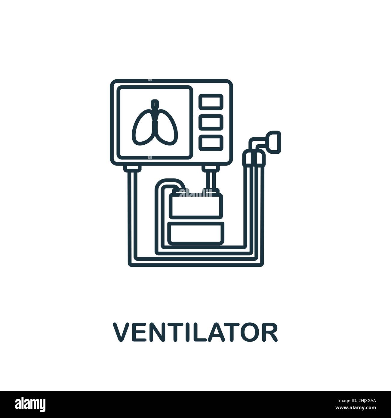 Icône du ventilateur.Elément de ligne de la collection d'équipements médicaux.Signe d'icône de ventilateur linéaire pour la conception Web, l'infographique et plus encore. Illustration de Vecteur