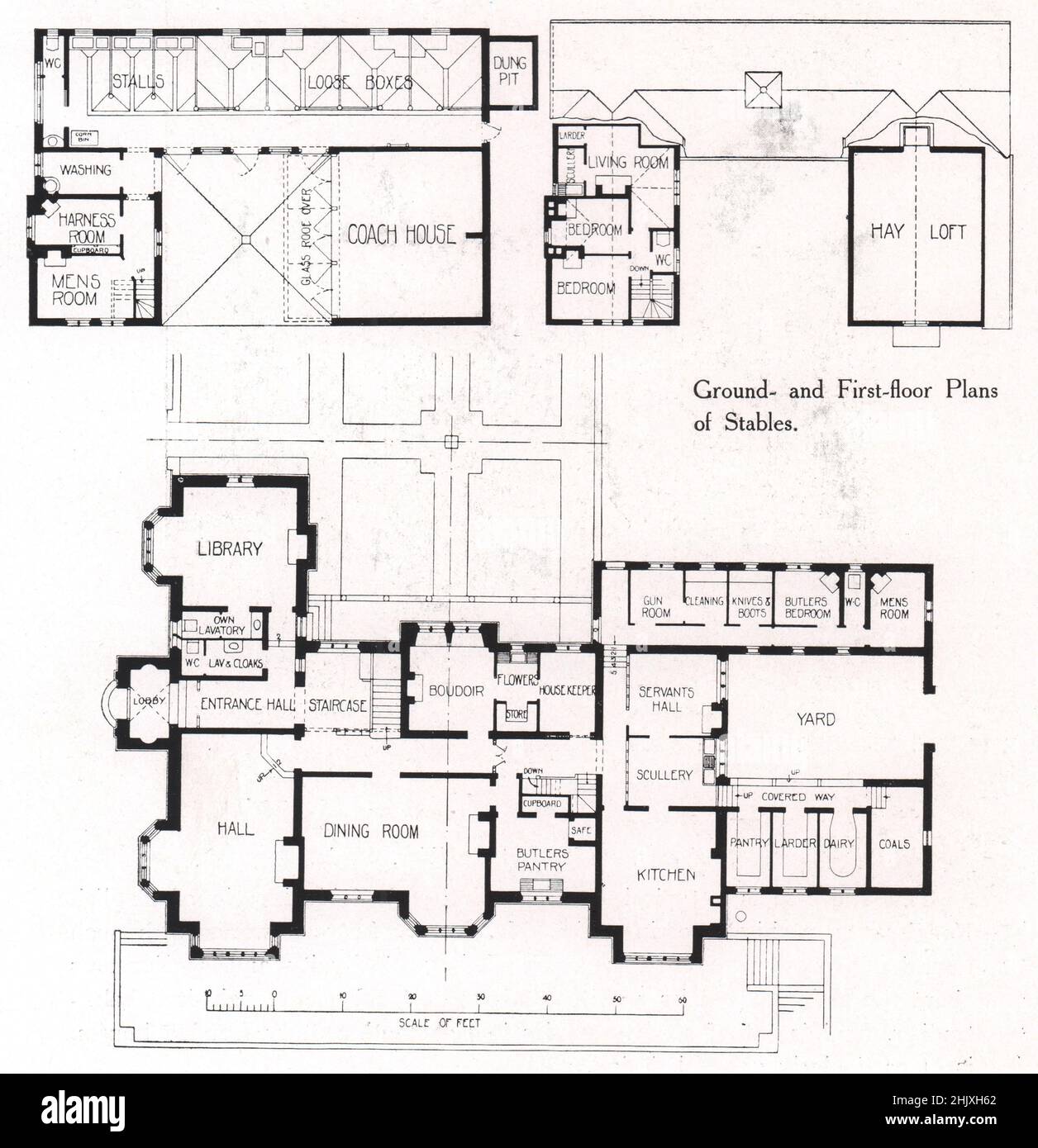 Tatmore place Hitchin, Herts : plan du rez-de-chaussée. Hertfordshire. John Belcher, R.A., et J. J. Joass, Architectes (1908) Banque D'Images