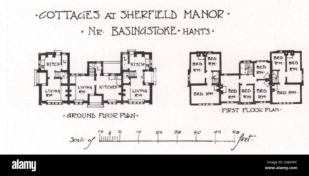 Le cottage en chaume, Byfleet - Cottages, Sherfield, Hants. Surrey. G. Blair Imrie, architecte (1908) Banque D'Images
