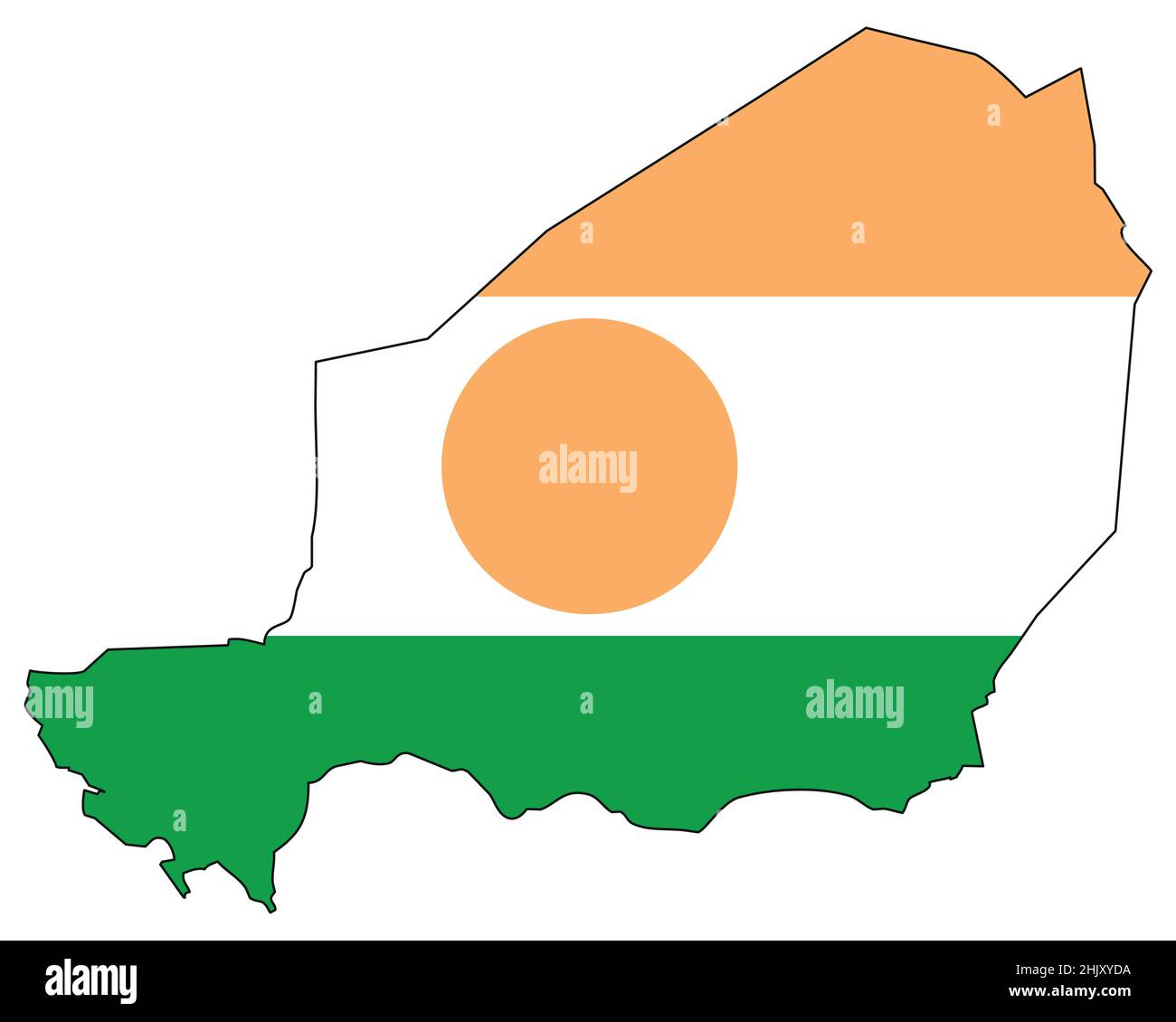 Carte du Niger avec drapeau - esquisse d'un état avec drapeau national Illustration de Vecteur