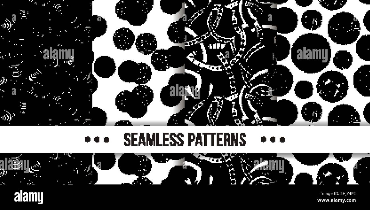 Ensemble de motifs abstraits dessinés à la main sans nom. Illustration vectorielle. Texture de l'esquisse d'encre, image de mise en plan à hachurage rugueux Illustration de Vecteur