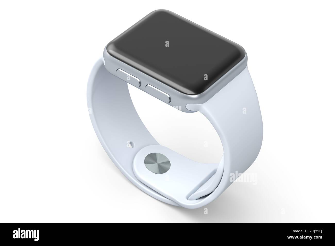 Montre intelligente en argent inoxydable ou tracker d'activité isolé sur fond blanc. Banque D'Images Montre intelligente en argent inoxydable ou tracker d'activité isolé sur fond blanc. Banque D'Images