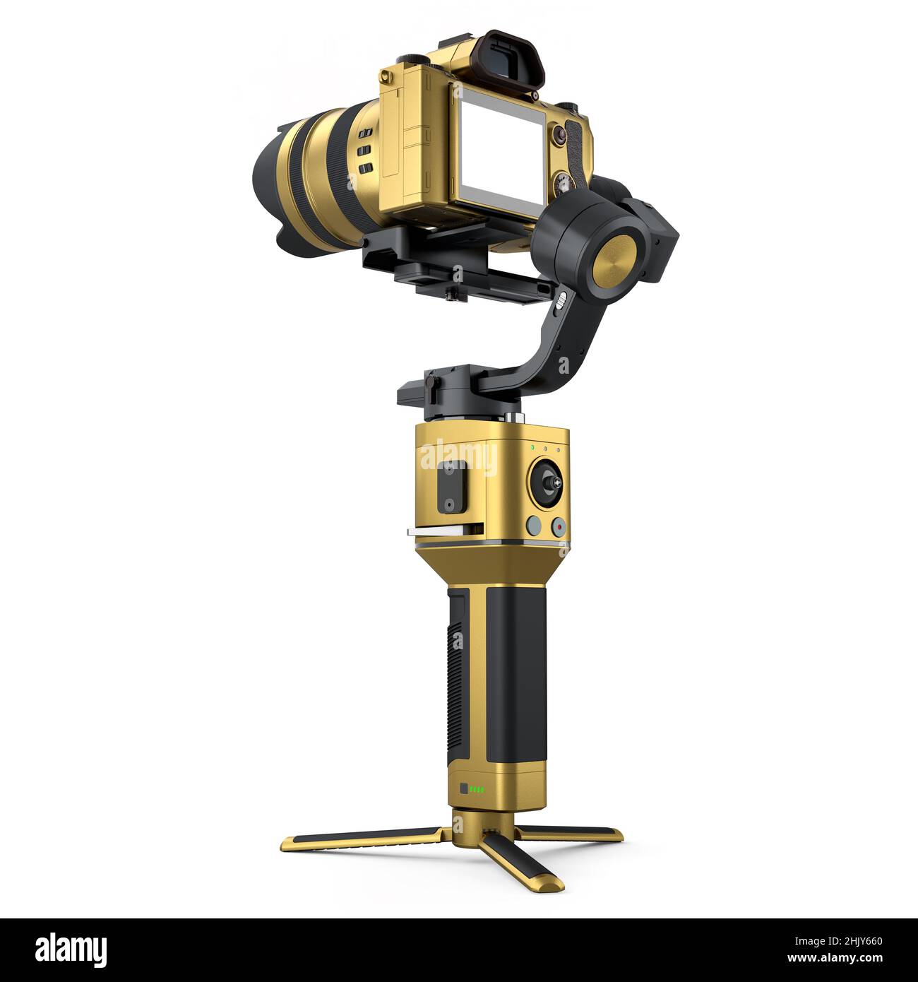 système de stabilisation de nacelle à 3 axes avec caméra sans miroir non existante isolée Banque D'Images système de stabilisation de nacelle à 3 axes avec caméra sans miroir non existante isolée Banque D'Images
