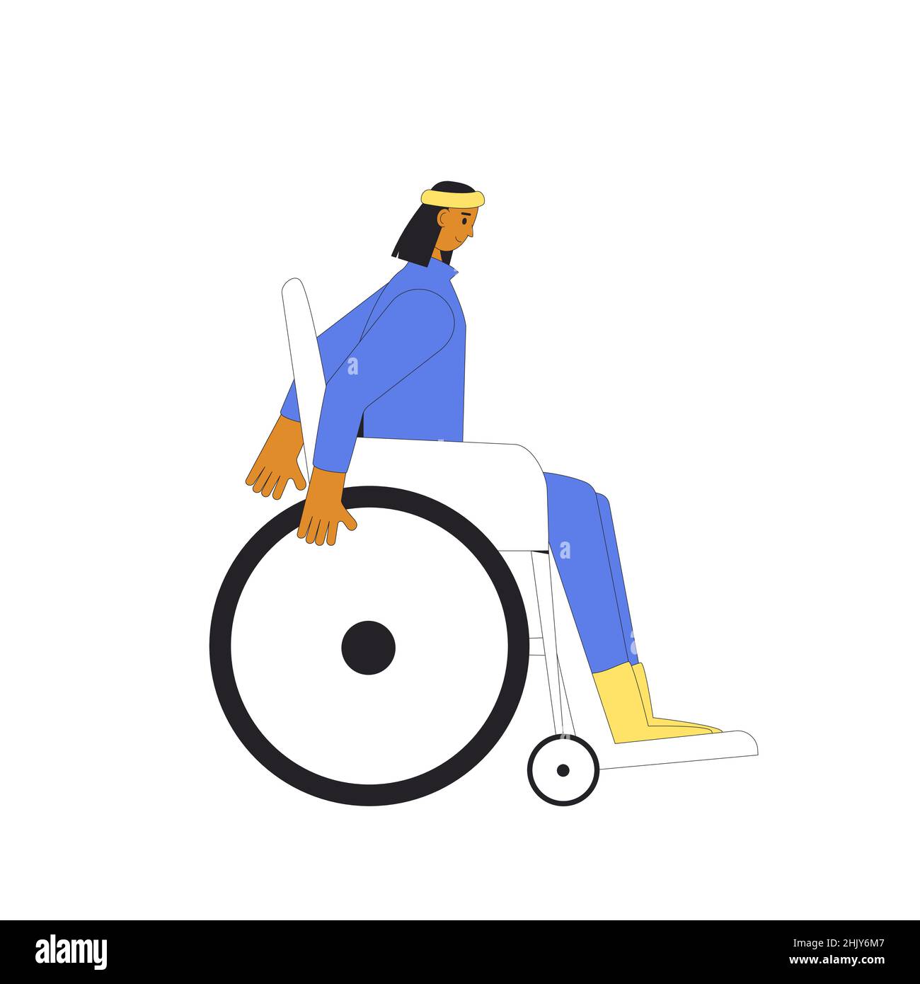 Femme en fauteuil roulant isolée sur fond blanc.Inclusion.Illustration vectorielle. Illustration de Vecteur