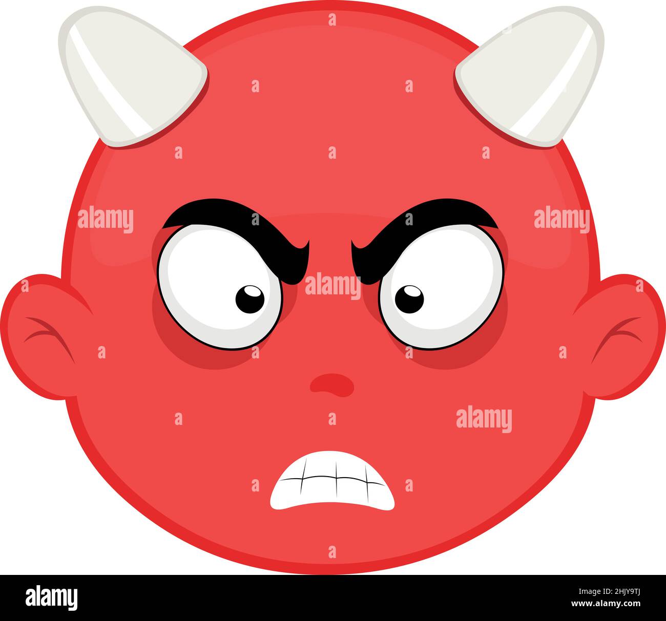 Illustration vectorielle du visage d'un diable de bande dessinée avec une expression en colère Illustration de Vecteur