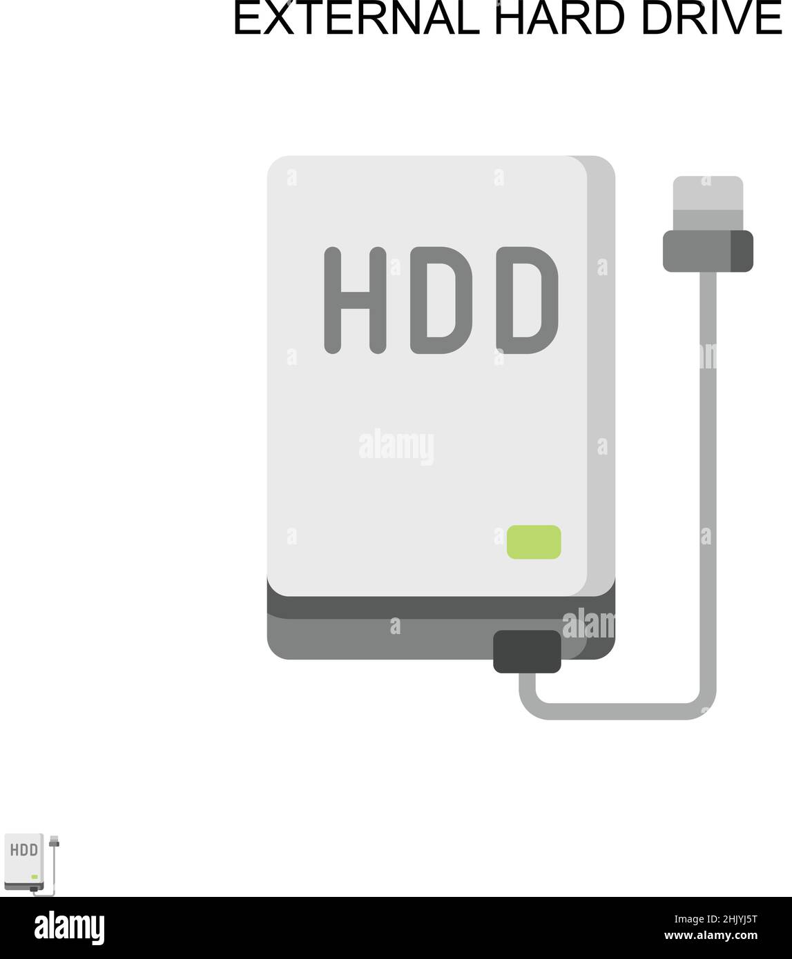 Icône de vecteur simple du disque dur externe.Modèle de conception de symbole d'illustration pour élément d'interface utilisateur Web mobile. Illustration de Vecteur