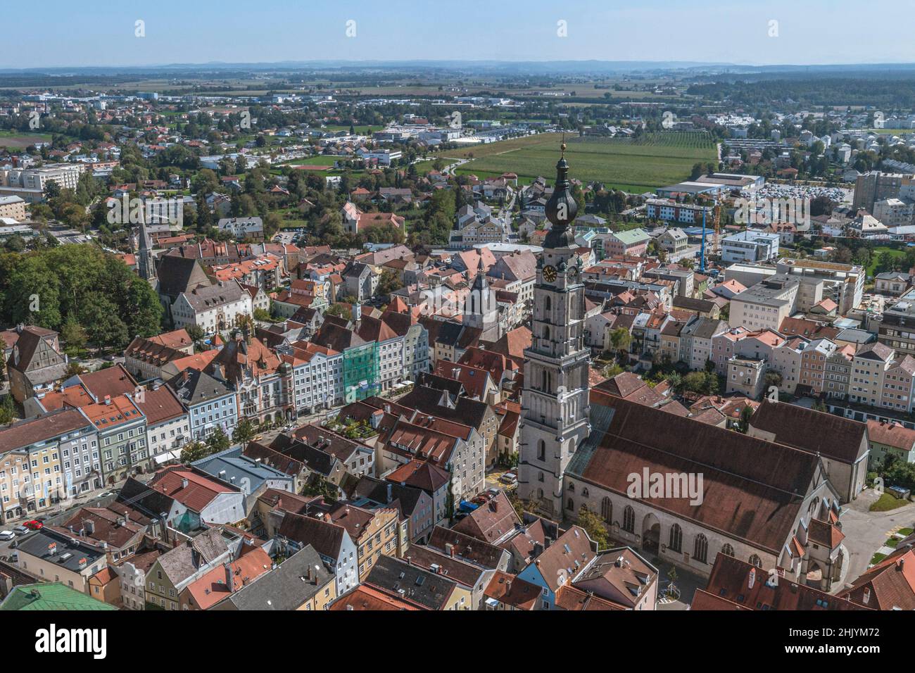 Vue aérienne de Braunau on Inn Banque D'Images