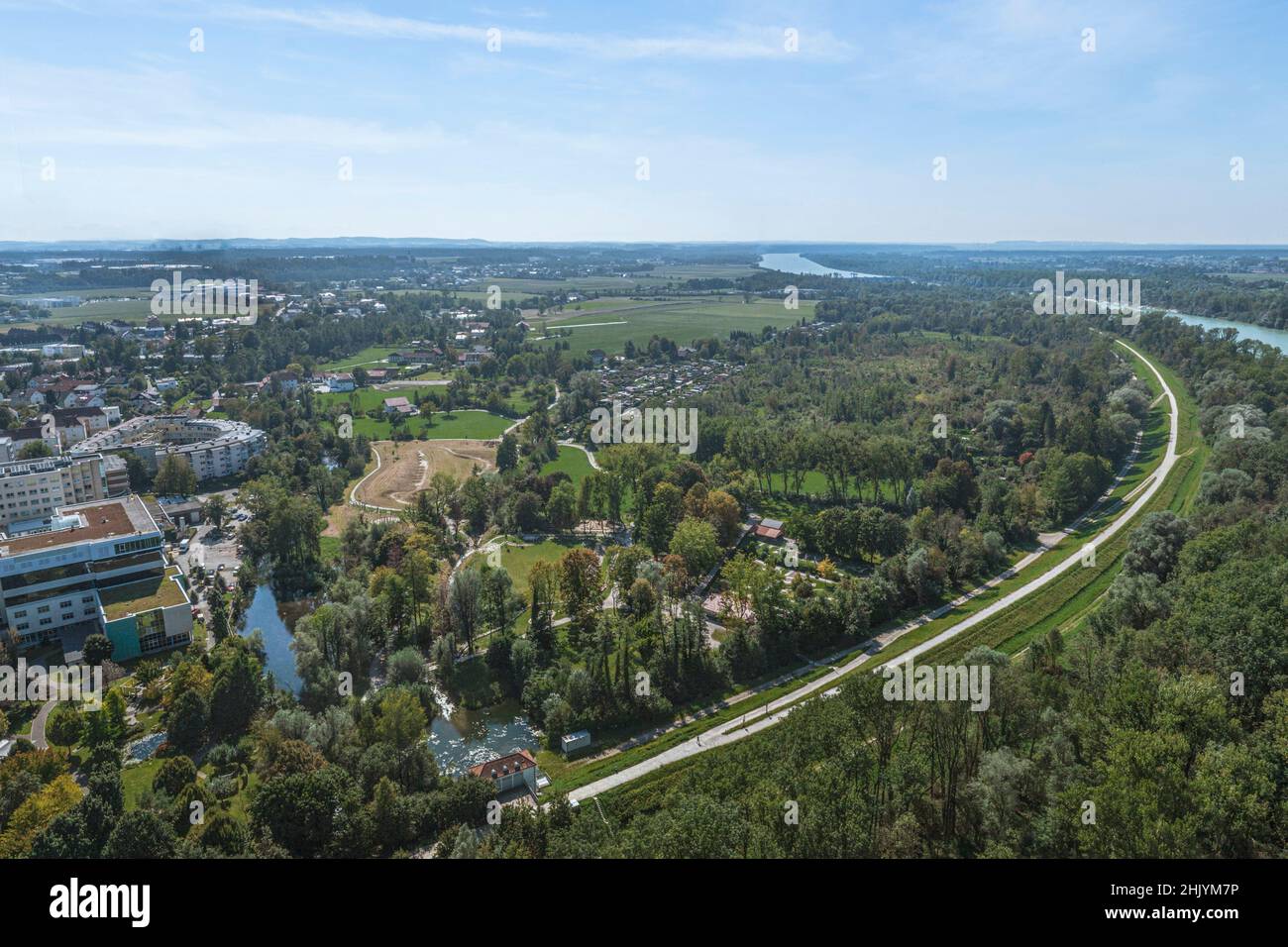 Vue aérienne de Braunau on Inn Banque D'Images