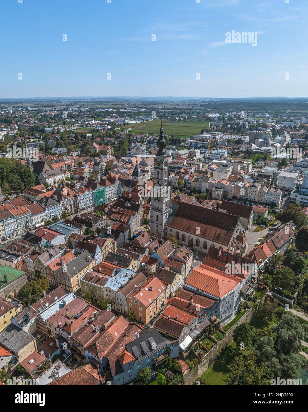 Vue aérienne de Braunau on Inn Banque D'Images