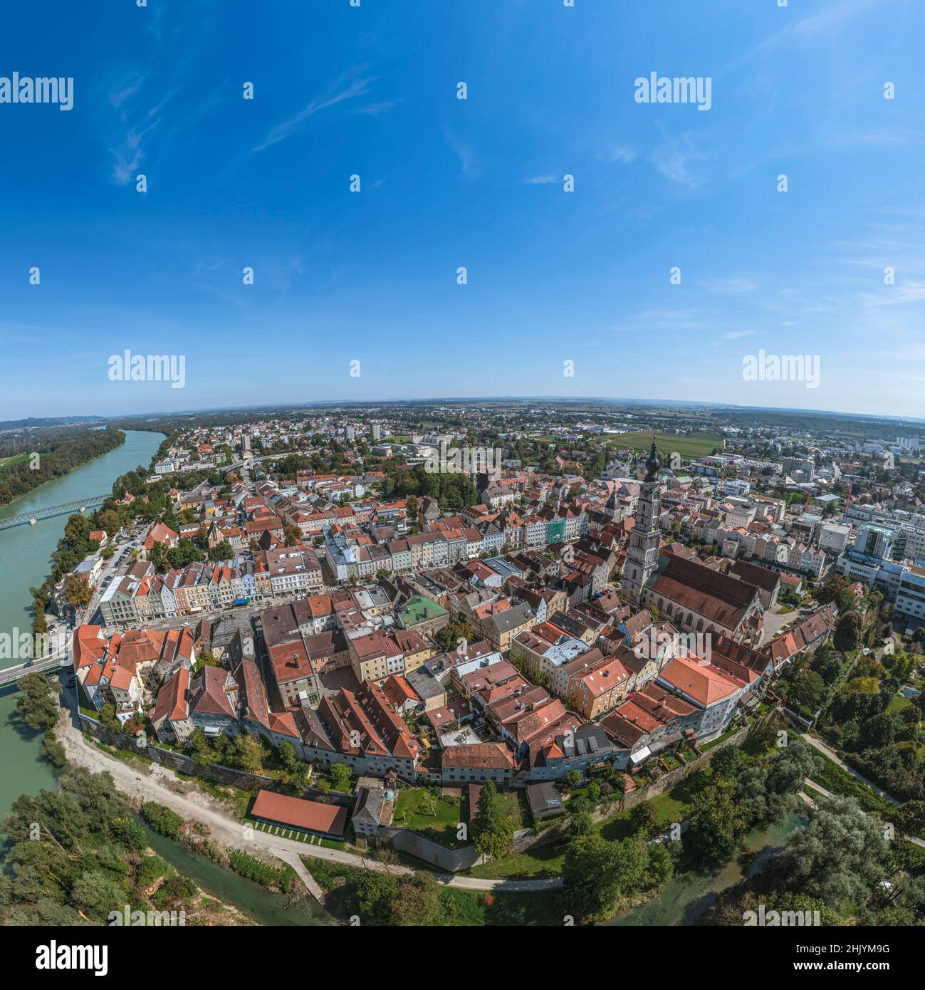 Vue aérienne de Braunau on Inn Banque D'Images