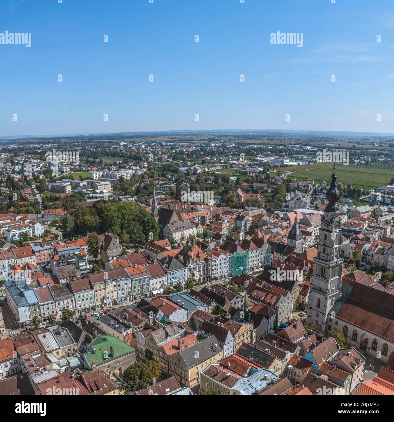 Vue aérienne de Braunau on Inn Banque D'Images
