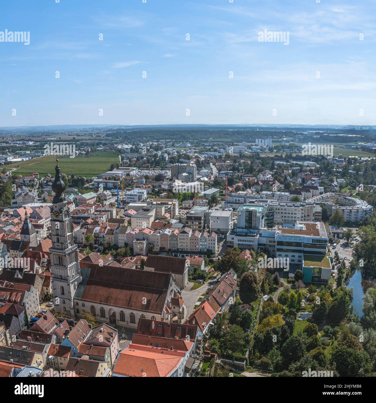 Vue aérienne de Braunau on Inn Banque D'Images