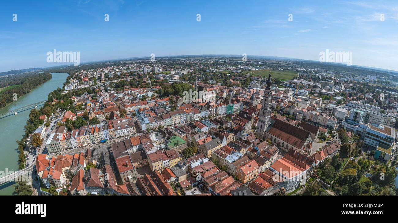 Vue aérienne de Braunau on Inn Banque D'Images