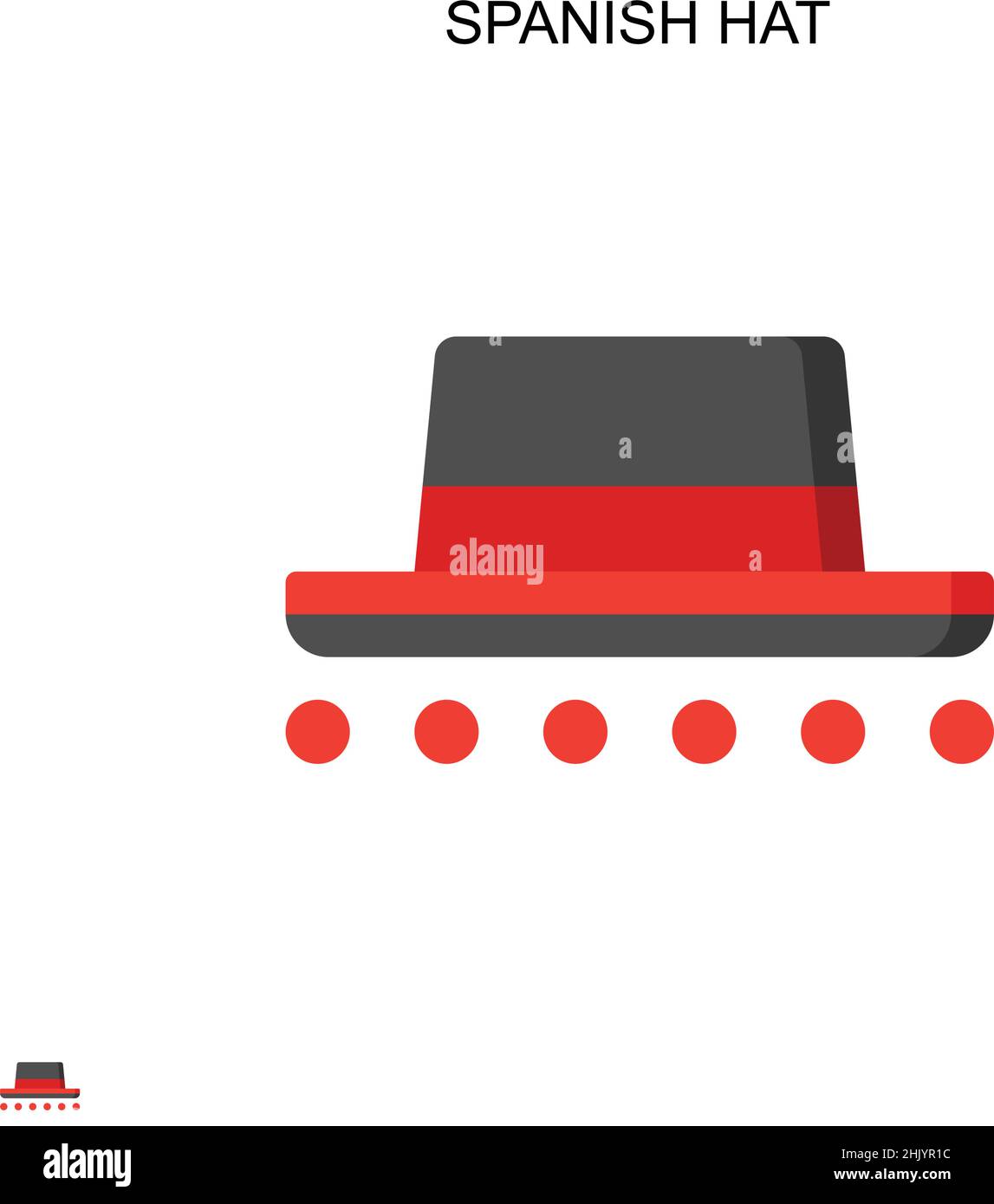 Icône de vecteur simple chapeau espagnol.Modèle de conception de symbole d'illustration pour élément d'interface utilisateur Web mobile. Illustration de Vecteur