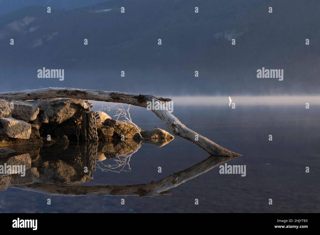 Matin gelé sur le lac d'Annecy, France Photo Stock - Alamy