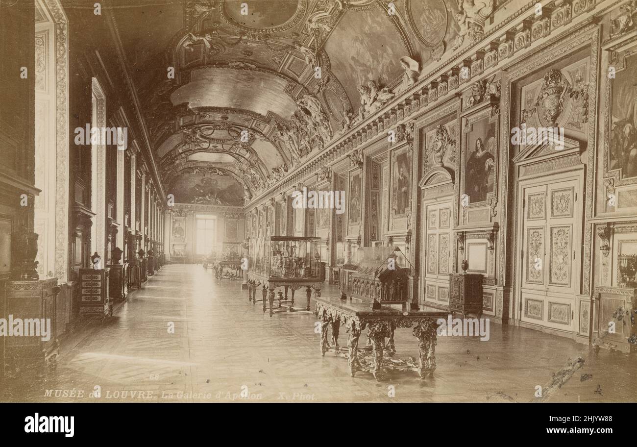 Photographie antique vers 1890 de la Galerie d'Apollon au Palais du Louvre, Paris, France.SOURCE: PHOTOGRAPHIE ORIGINALE D'ALBUMINE Banque D'Images