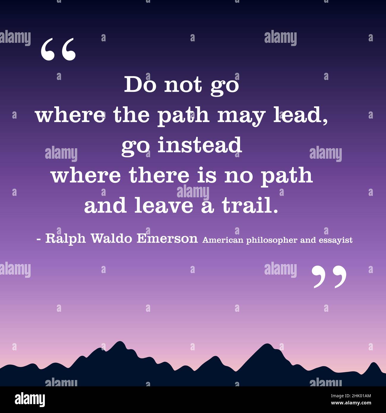 Une Nouvelle Voie Pour L Humanite Symbole De Citation Motivationnelle Pour Les Medias Sociaux Ralph Waldo Emerson 1803 18 Image Vectorielle Stock Alamy