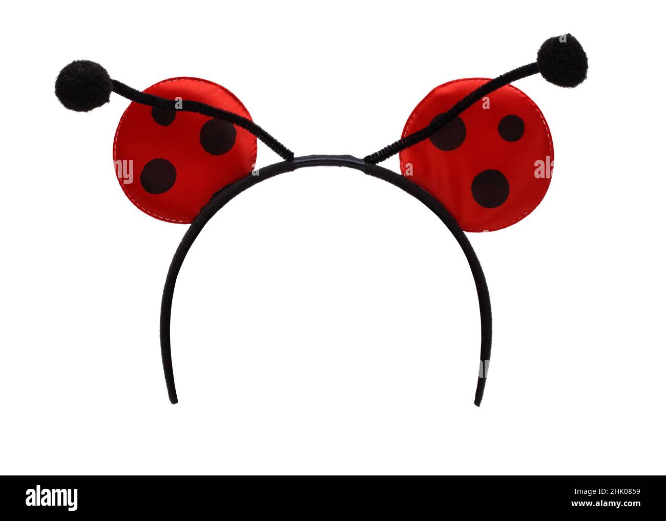Lady Bug Headband Costume Ears Cut Out on White. Banque D'Images
